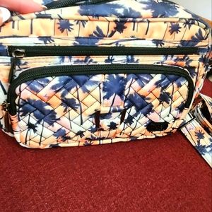 LUG Carousel RFID "Palm Sunset" Convertible Crossbody Purse / Fanny pack